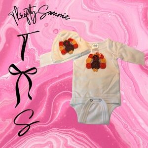 Newborn thanksgiving with hat Baby Turkey Bodysuit and Hat Set